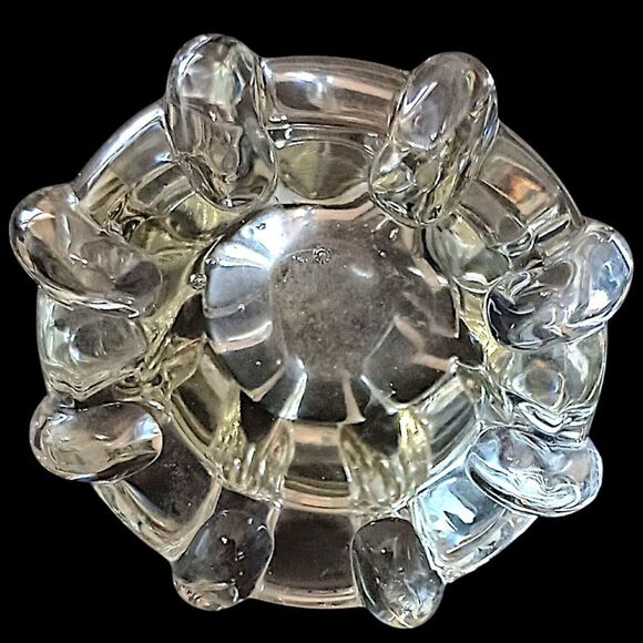 Art Deco Perfume Bottle Heavy Pressed Glass Fan Shaped Stopper Victorian FLAW - Picture 5 of 16